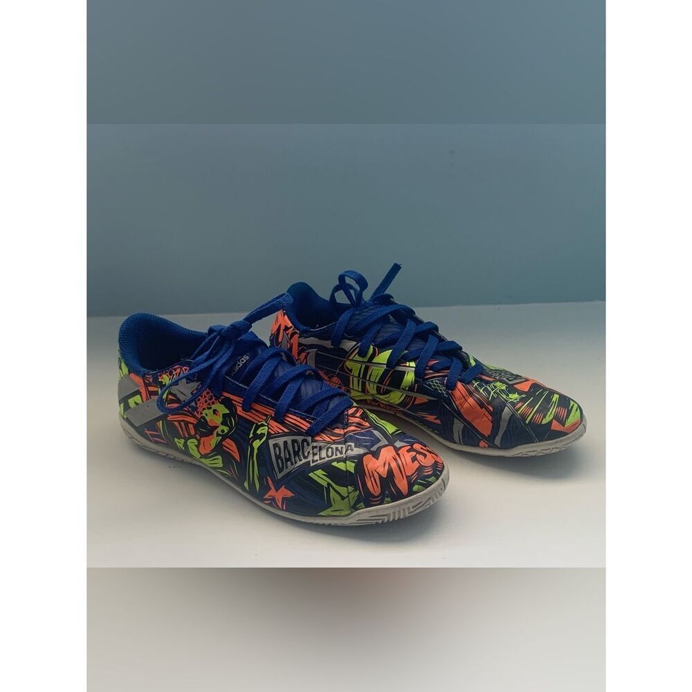 Adidas Messi Kids Blue Multicolor Graphic Indoor Soccer Shoes